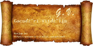 Gacsári Vitális névjegykártya